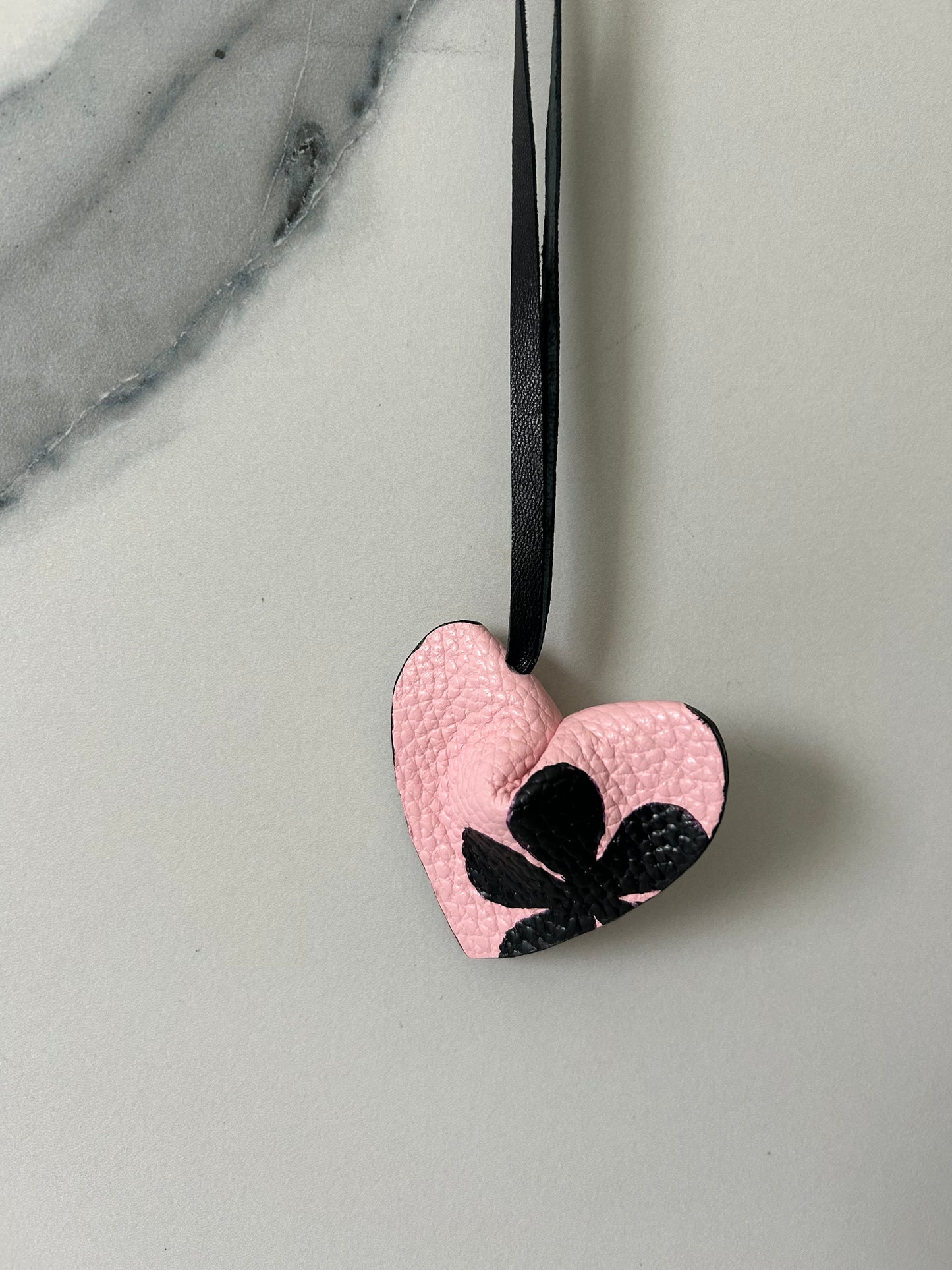 Limited Edition Hand Painted Leather Heart Bag Charm