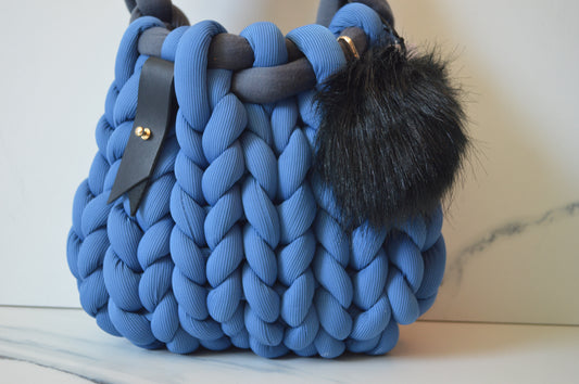 Blue and Grey Medium Marshmallow Bag