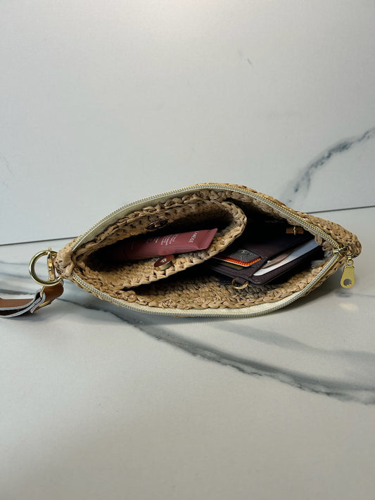 Natural Raffia Clutch With Built-in Pouch
