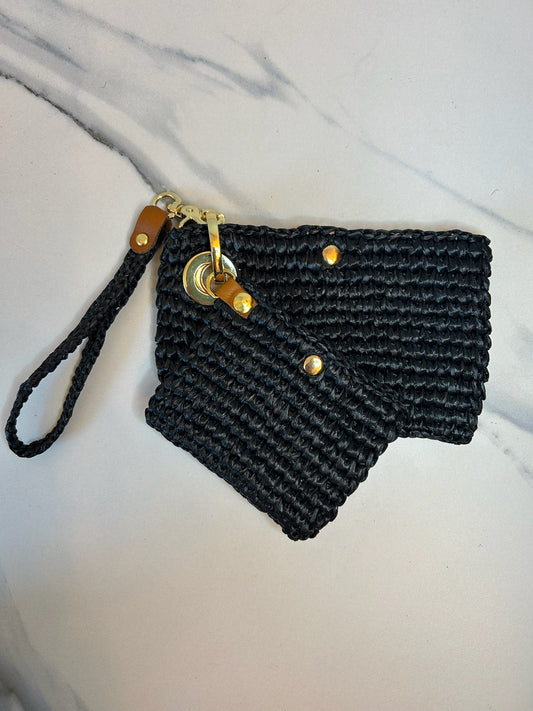 Black Raffia Phone Wristlet