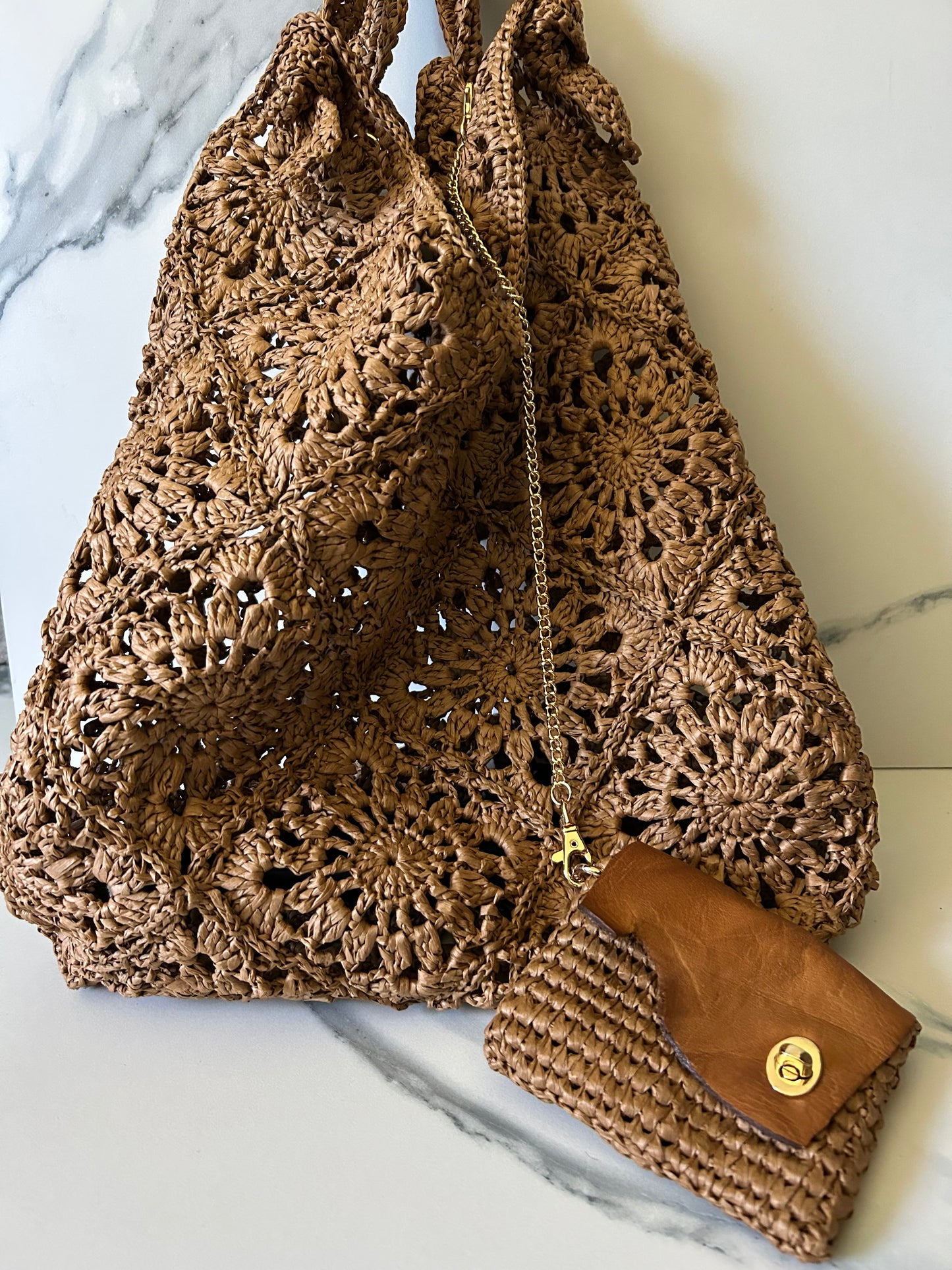Chocolate Granny Square Market Bag