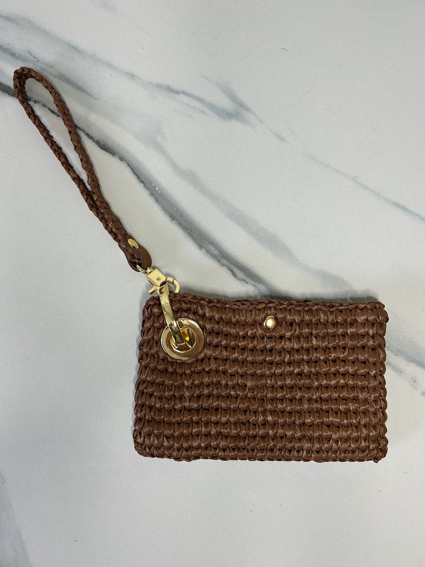 Chocolate Raffia Phone Wristlet