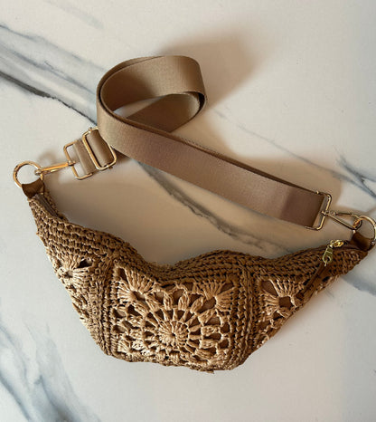 Chocolate and Natural Granny Square Sling Bag