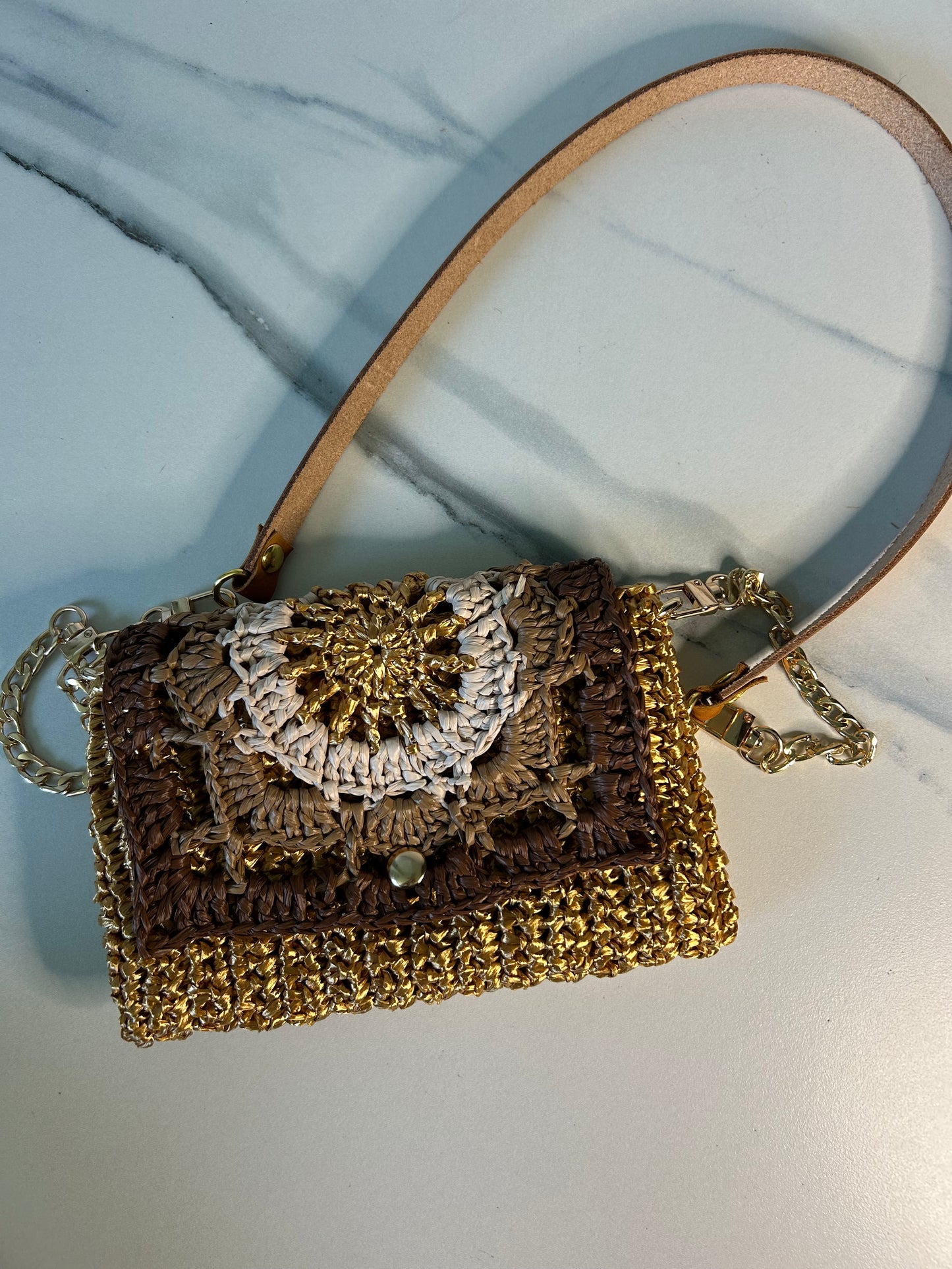 Gold Granny Square Pochette