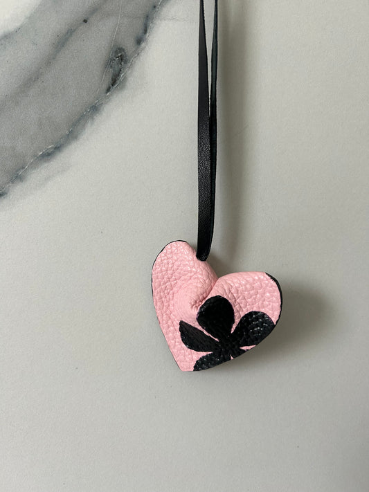 Limited Edition Hand Painted Leather Heart Bag Charm