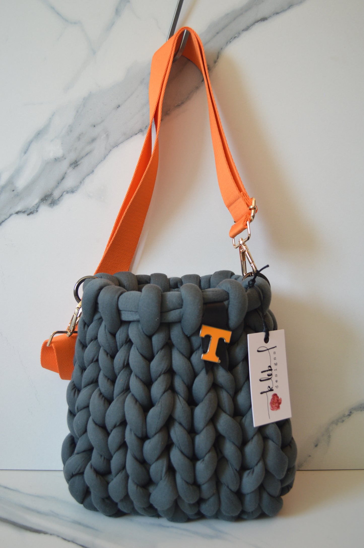 Graphite and Orange Medium Marshmallow Bag