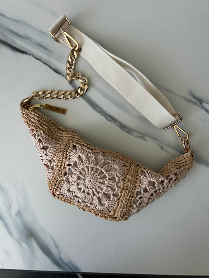 Natural and Cream Granny Square Sling Bag