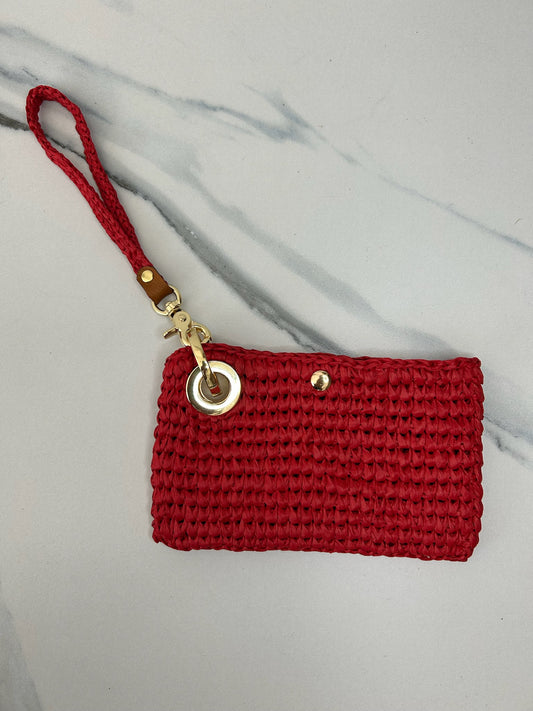 Red Raffia Phone Wristlet